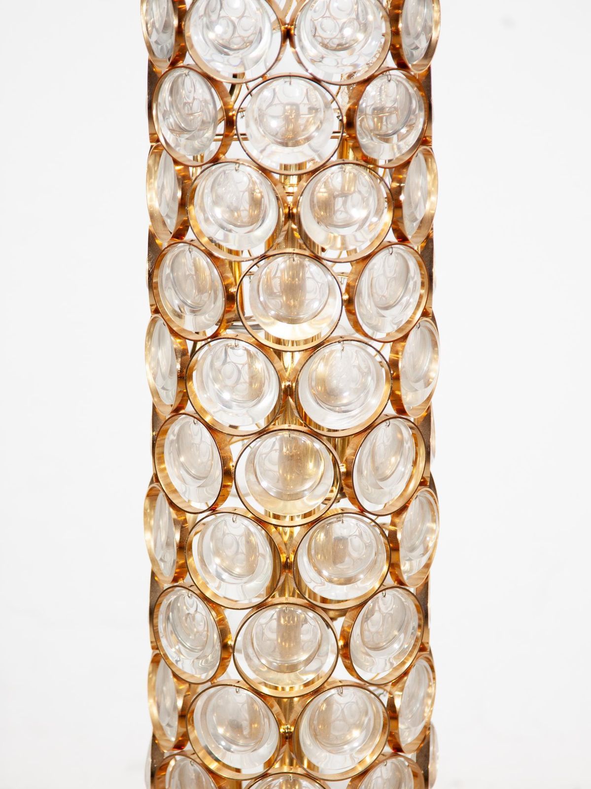 Palwa Round Crystal, Gilt Large Floor Lamp, 1970s, Germany photo vinterior