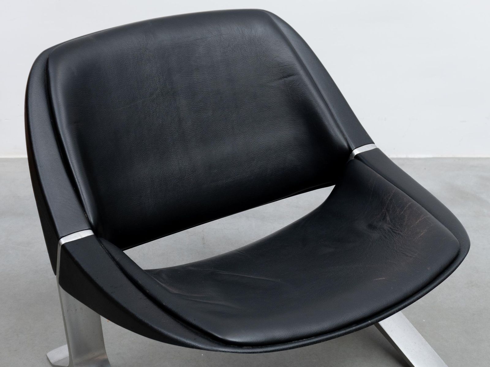7659.0 Pair Of Knut Hesterberg Lounge Black And Chrome Club Arm Chairs, Germany 1971 photo