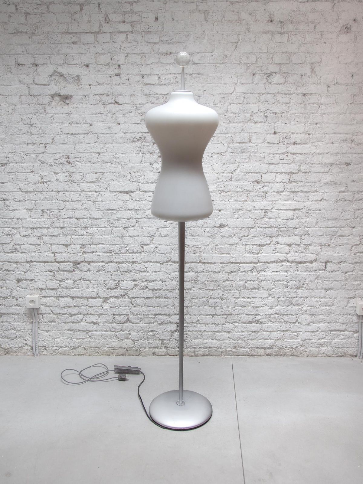 Midcentury Modern Murano Due Opaline Glass Shade Floor Lamp, 1980s photo furniture
