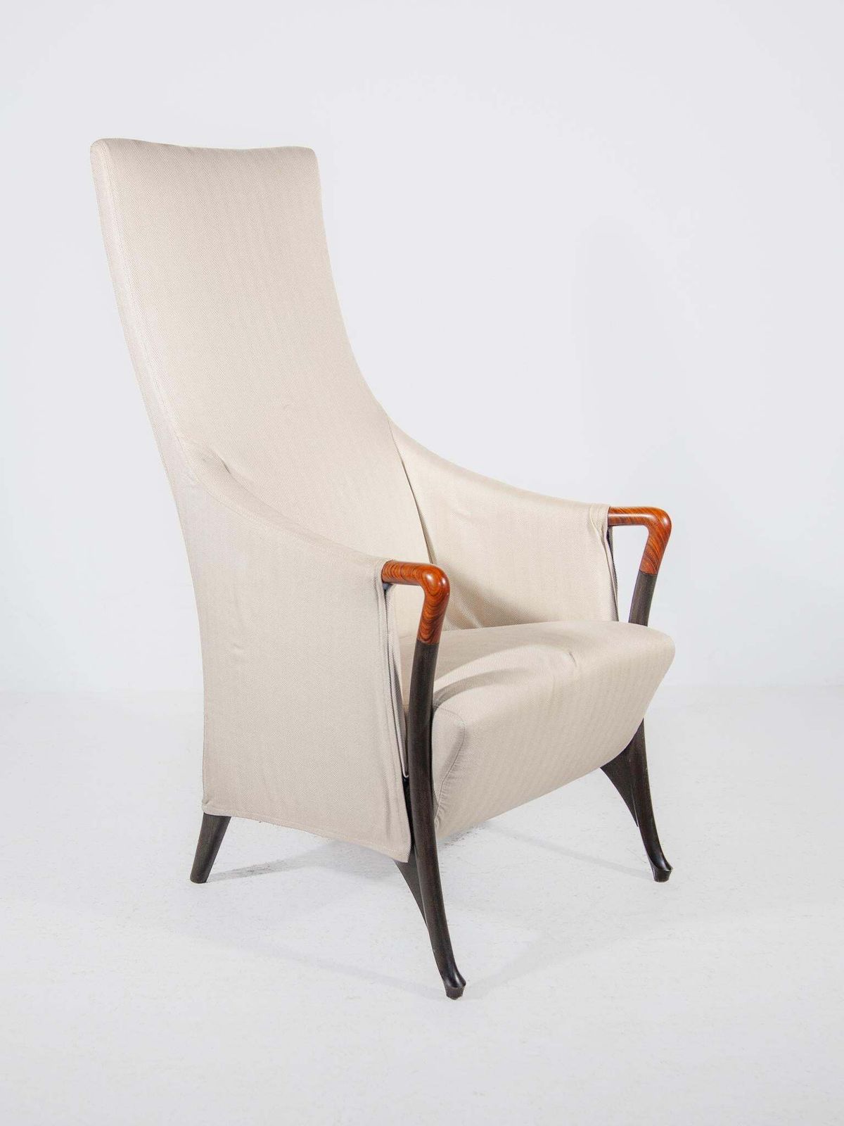 Set Of Two Highback Lounge Chairs And Footstool By Umberto Asnago, 1980 photo Furniture