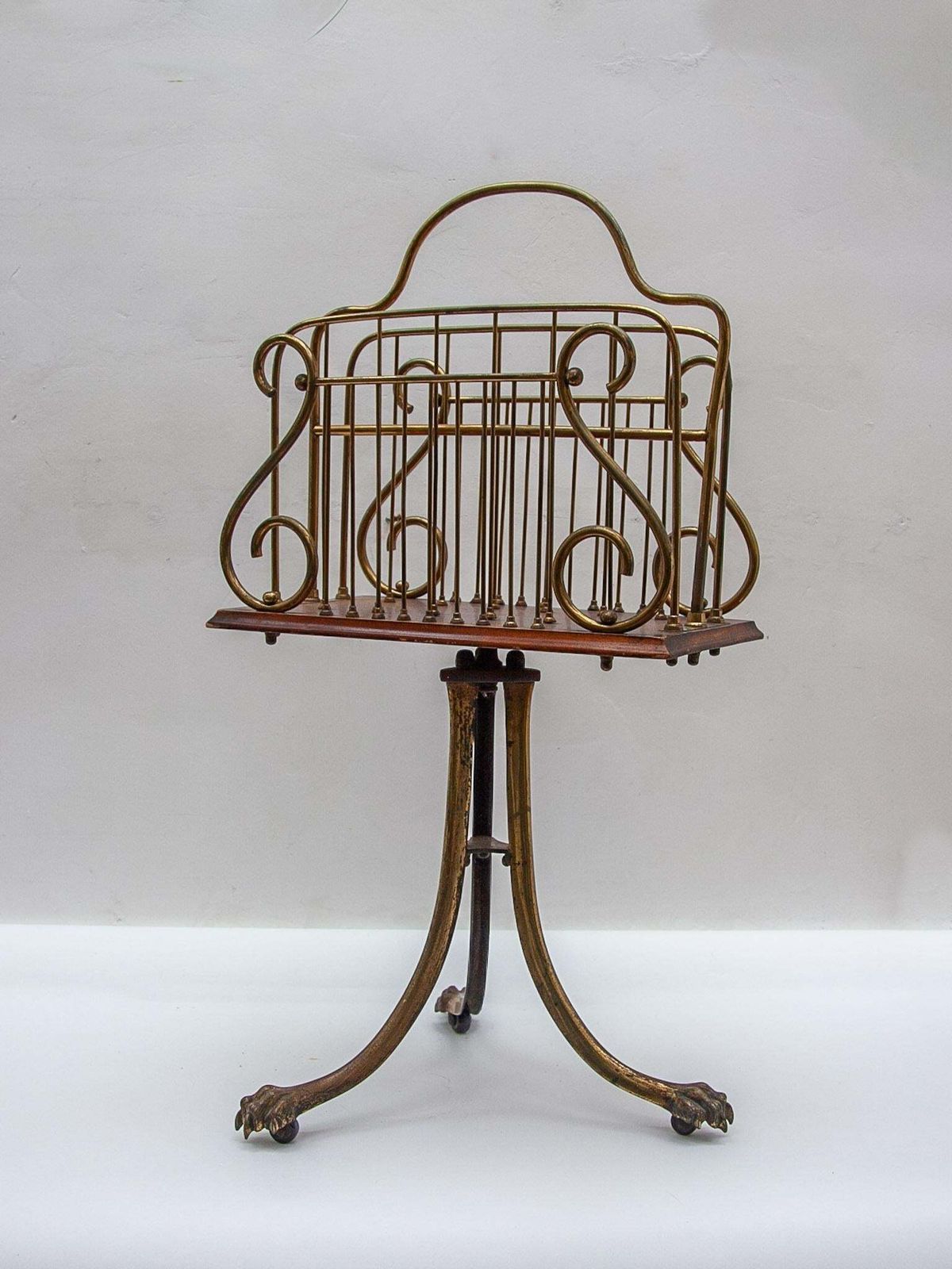 Victorian Brass Magazine Rack, Lion Feet, 19th Century photo Home Decor