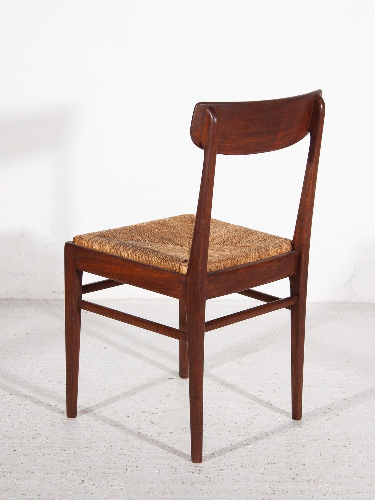 Teak Dining Chairs With Rattan Sea, T 1959, Belgium photo vintage
