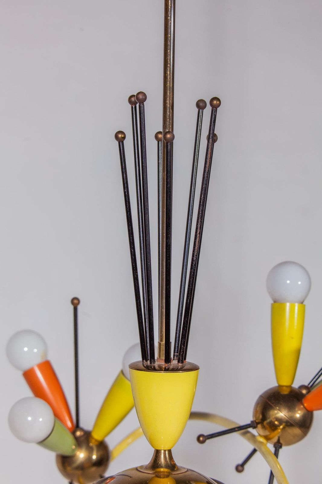 8509.0 Space Age Fifties Brass Multicolored Chandelier Style Angelo Lelli, 1959 photo
