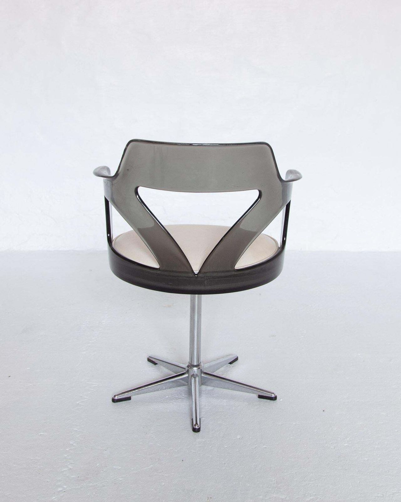 Spage Age Smoked Plexi Glass Swivel Desk Chair, 1960s photo vinterior