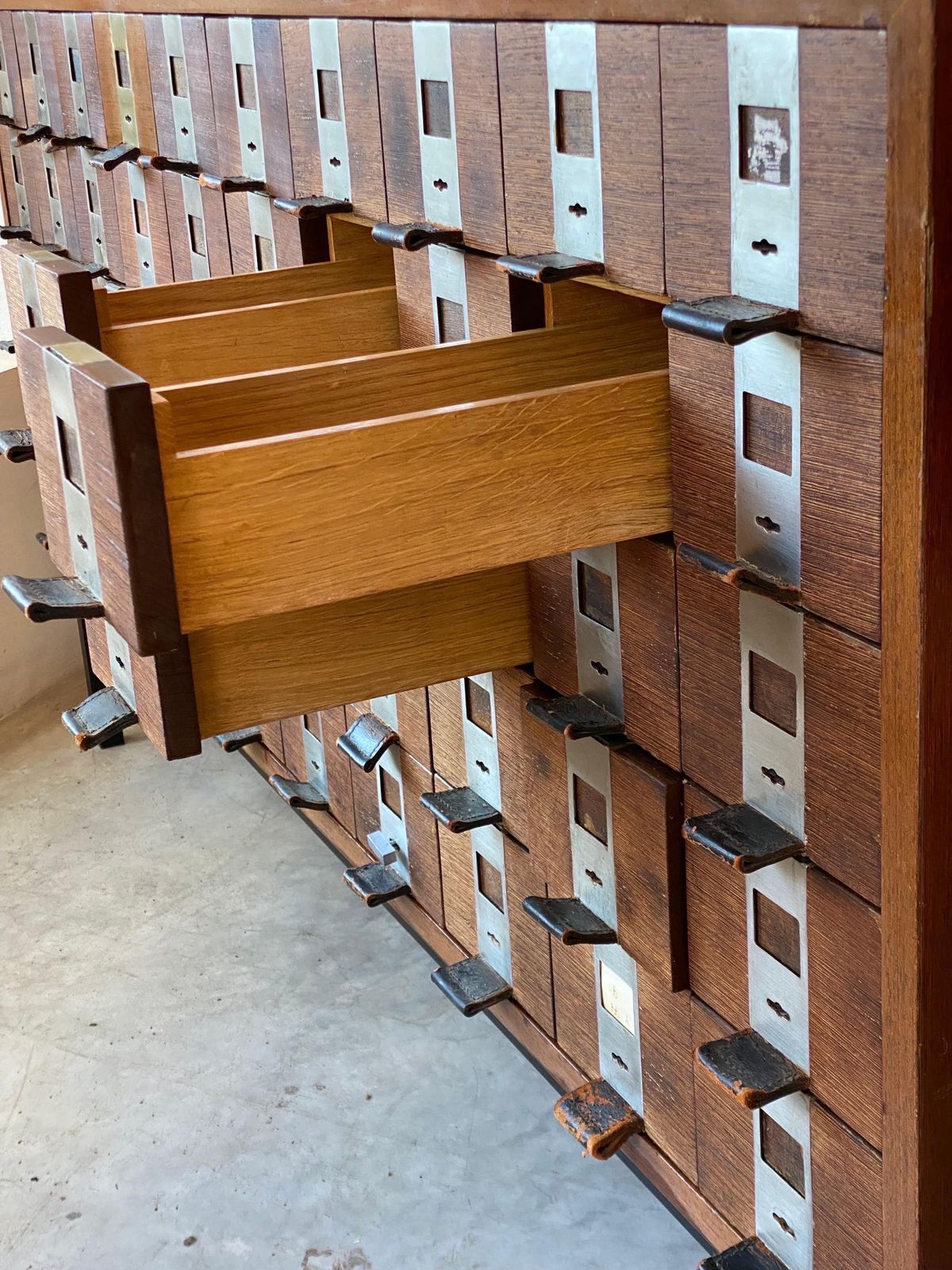 photo for sale Large Fifty Drawers Shop Counter, Display Sideboard 1958 De Coene, Belgium