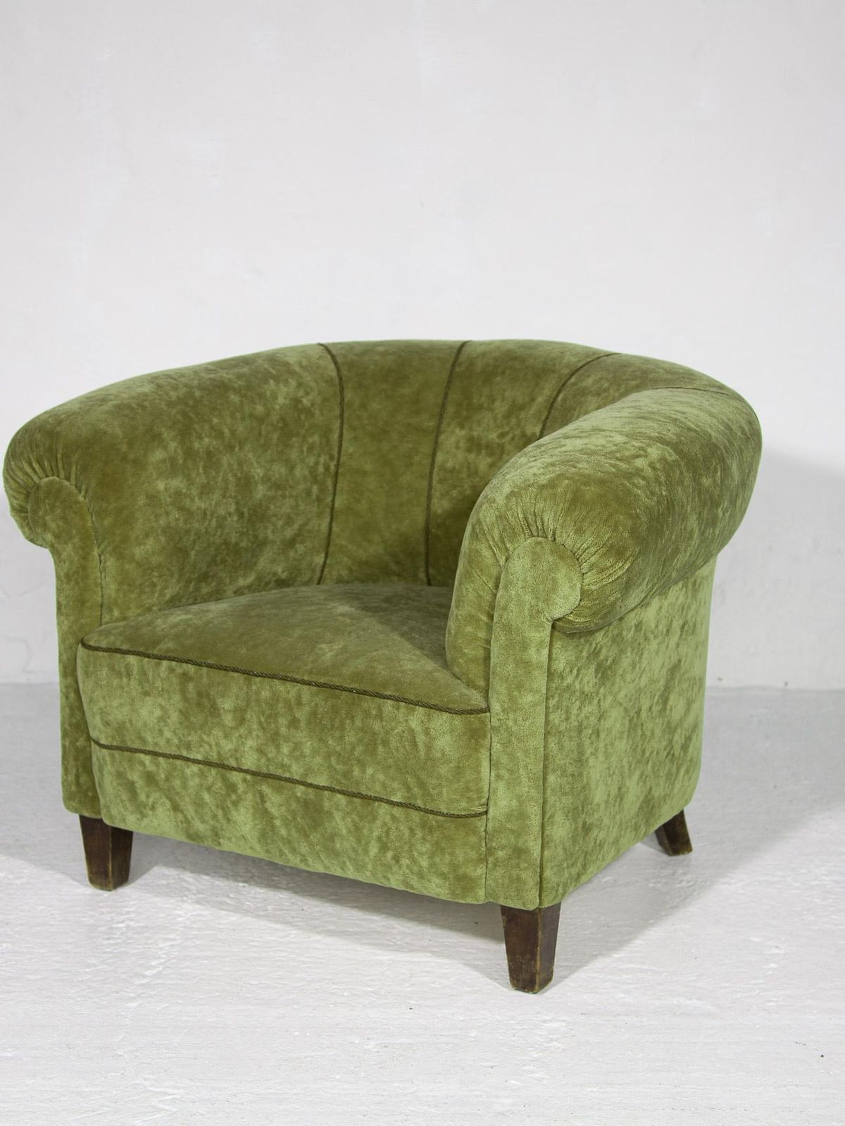 Art Deco Lounge Chairs In Green Olive Velvet Upholstery photo 5319.0