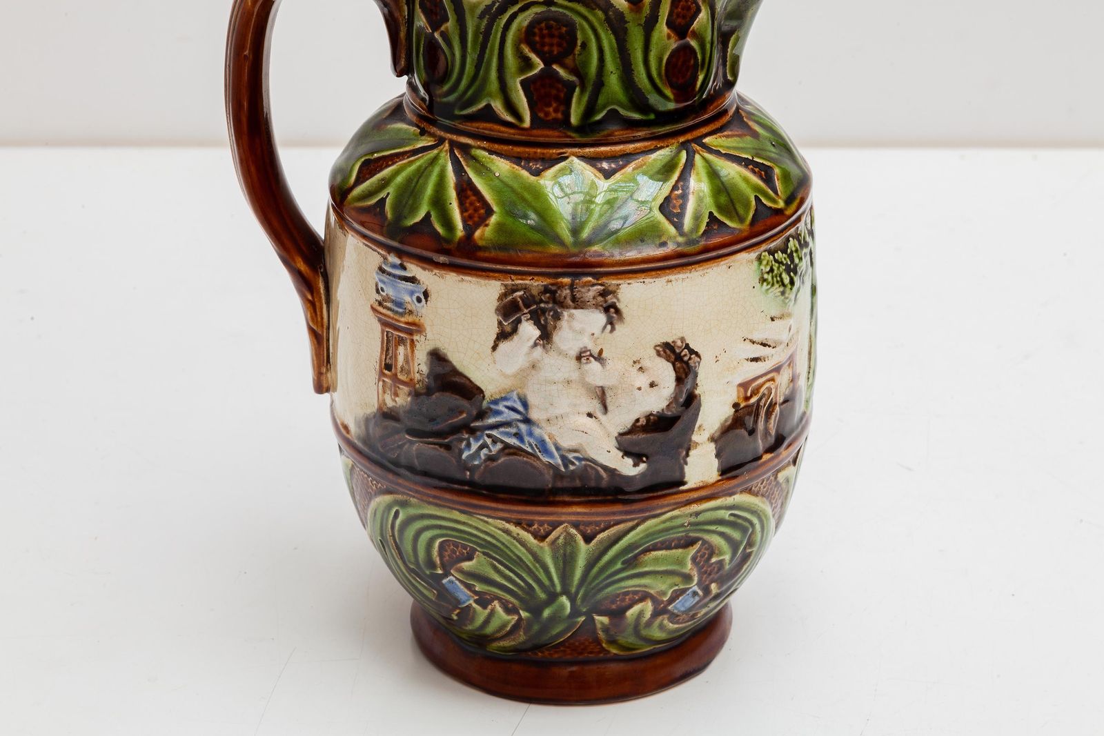 Set Of Two Majolica Jugs, Nimy Faiences Imperiale Belgium photo vinterior
