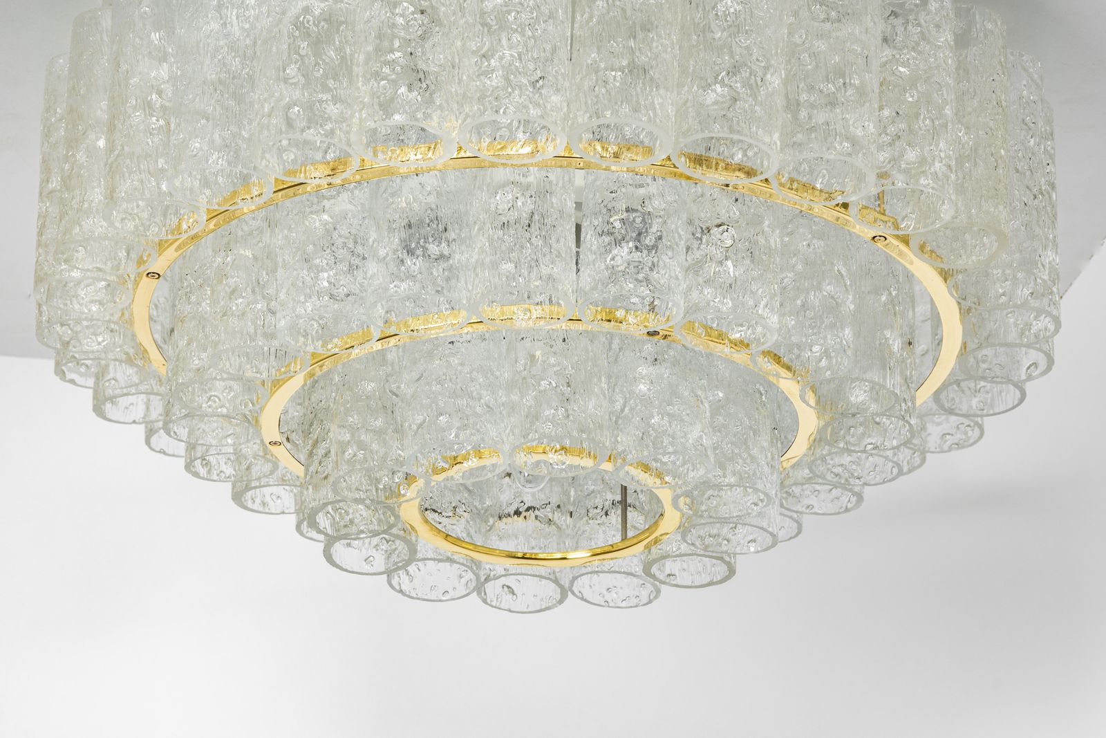 1 Of 2 Stunning Murano Ice Glass Tubes Chandelier By Doria, Germany, 1960s photo 1158.0