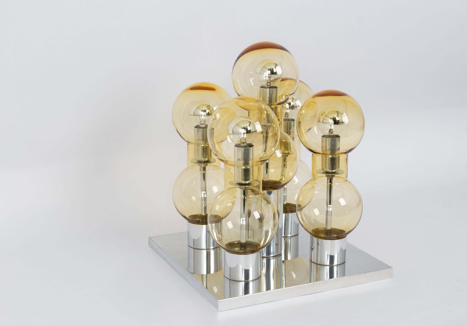 Stunning Large Murano Glass Tubes Flushmount Chrome By Doria, Germany, 1960s photo furniture