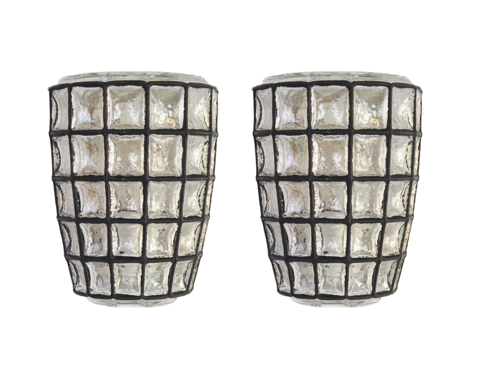 1 Of 2 Pairs Of  Wall Lights Sconces Iron Glass By Limburg, Germany, 1960s photo vintage