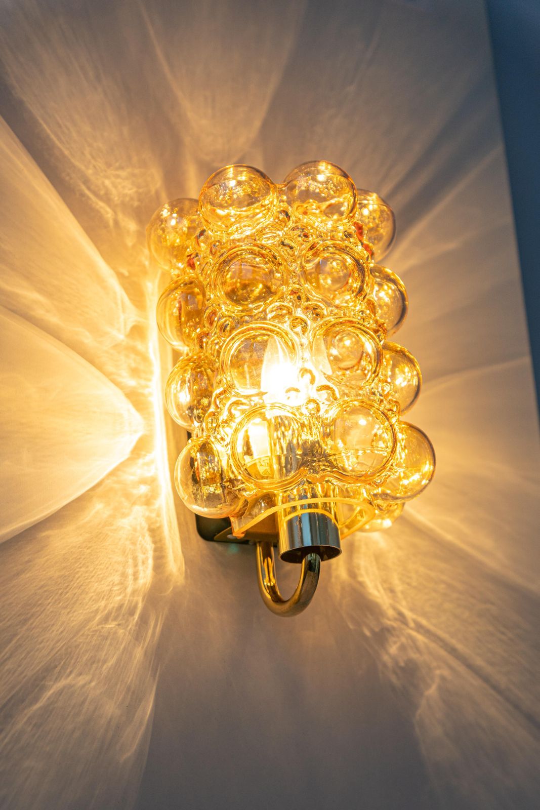 Pair Of Amber Bubble Glass Sconces By Helena Tynell, Limburg, Germany photo buy