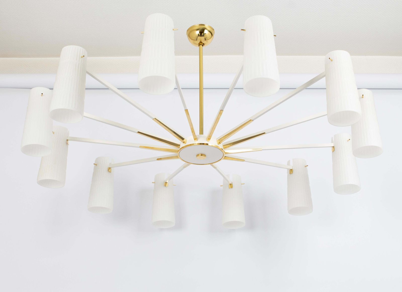 Extra Large Glass Sunburst Chandelier, Stilnovo Style, 1950s photo for sale