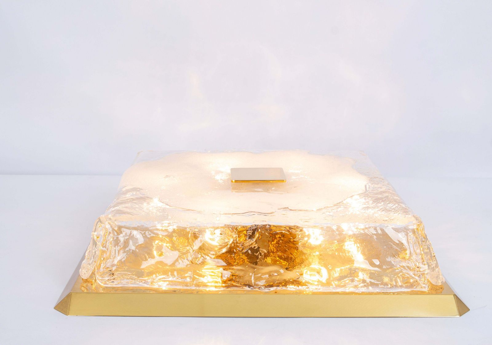 1 Of 2 Large Kalmar Square Flushmount Murano Organic Glass, Austria, 1960s photo vinterior