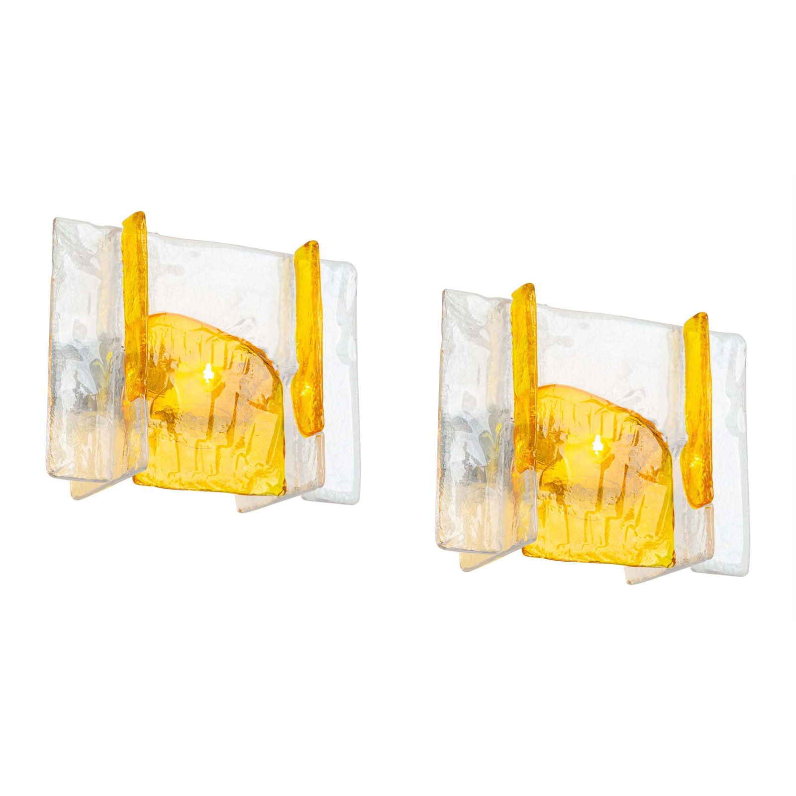 Set Of 2 Murano Glass Sconces Wall Lights By Mazzega, Italy, Circa 1970s