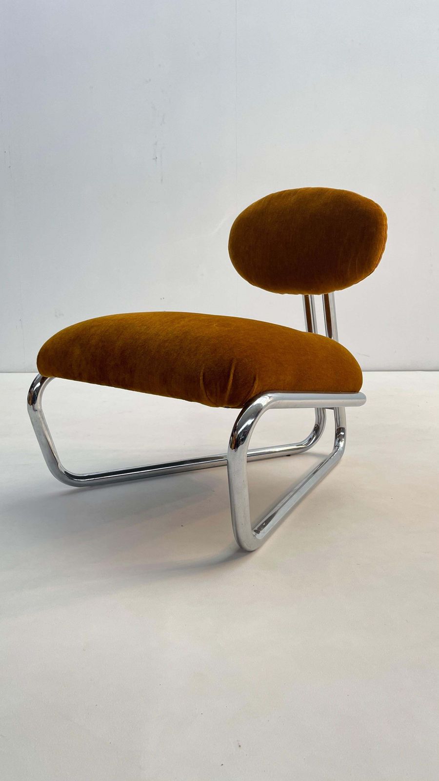 Little Tubular Lounge Chair In Rusty Orange Velvet photo 3260.0