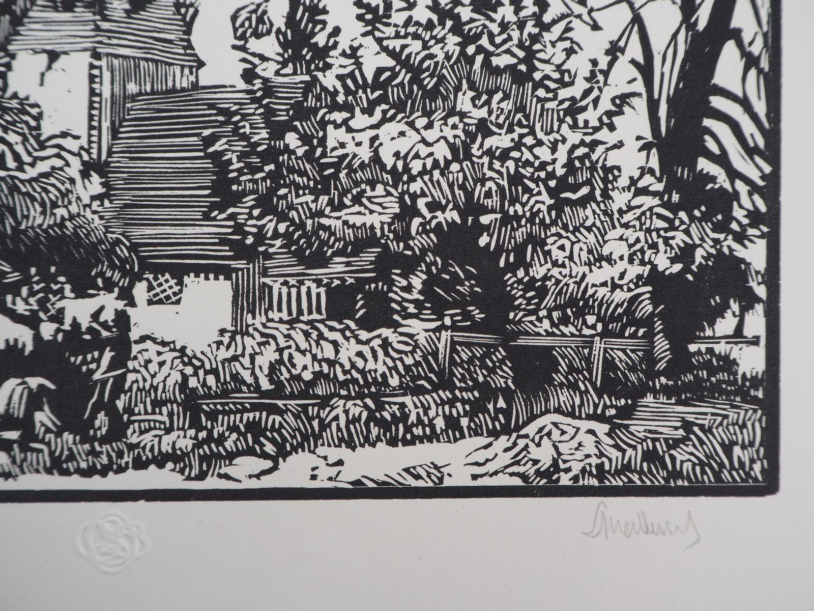 Georges Le Meilleurthe Old Church   Original Wooodcut, Handsigned1922 photo 172.0