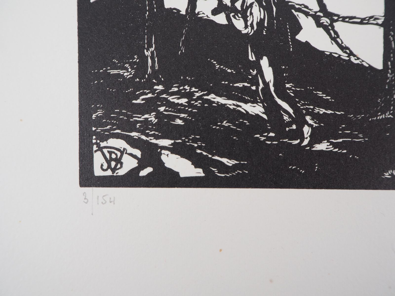 Jean Baptiste Vettinerworker In A Landscape With Pine Trees   Original Wooodcut, Handsigned1922 photo Art
