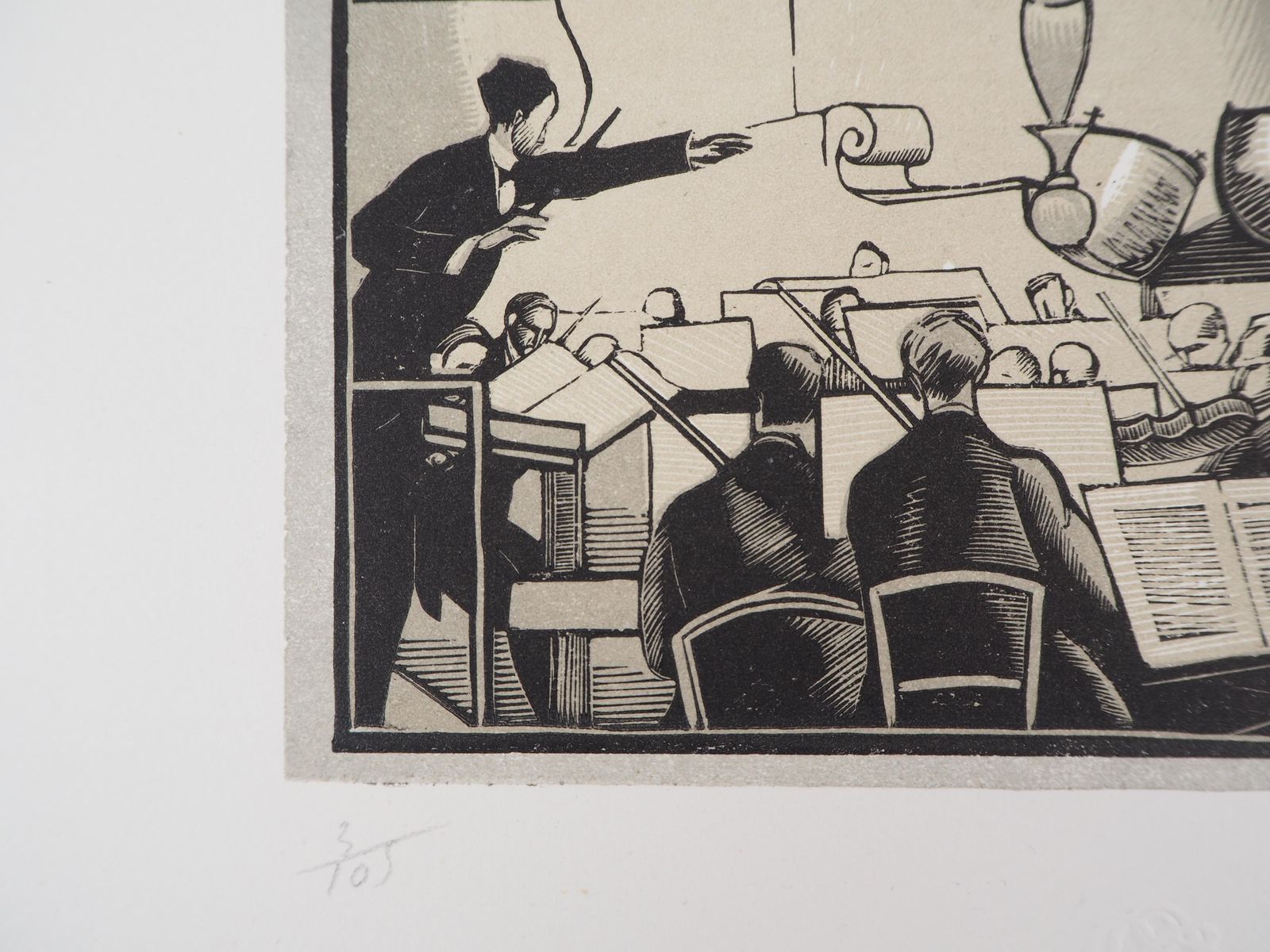 Fernand Siméonconcert: The Conductor   Original Wooodcut, Handsigned1920 photo 172.0