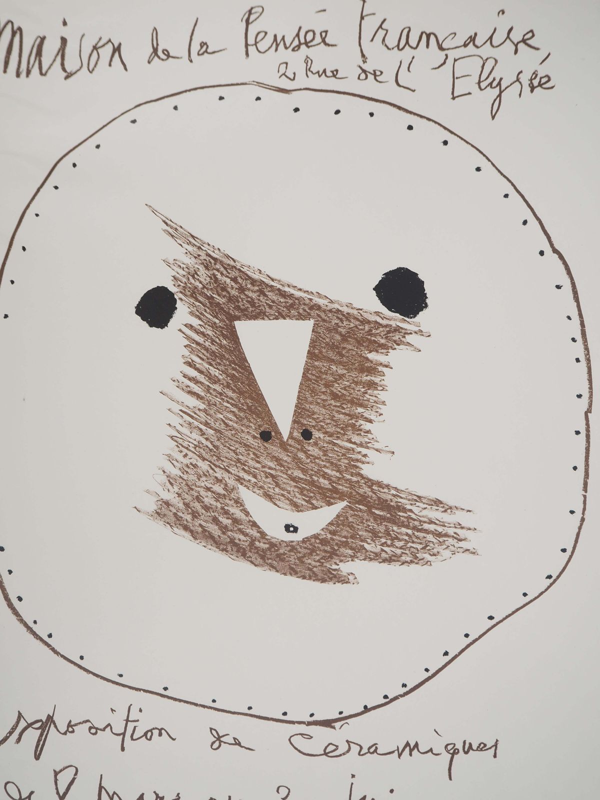 Pablo Picassosmilling Face, Madoura Ceramics   Original Lithograph (Cwiklitzer #31)1958 photo 1029.0