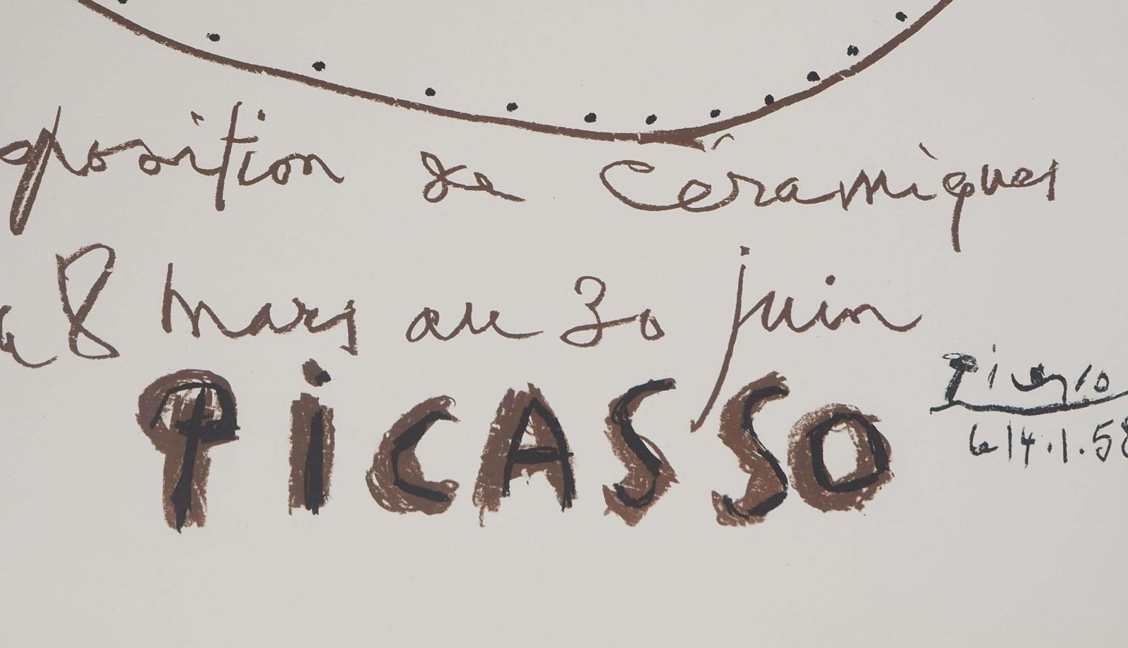 Pablo Picassosmilling Face, Madoura Ceramics   Original Lithograph (Cwiklitzer #31)1958 photo vinterior