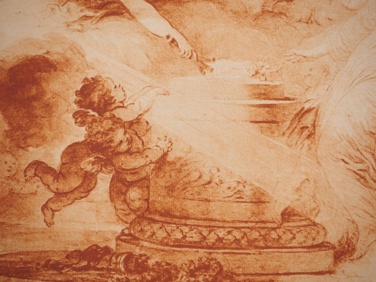 François Boucherallegory Of Love : Woman Surrounded By Angels And Doves    Etching photo Art