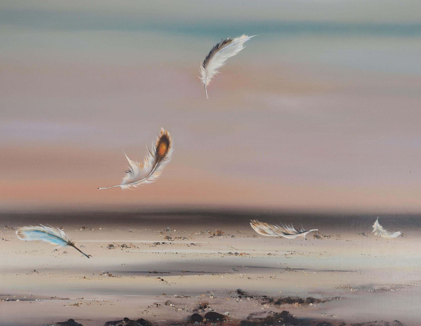 Bernard Louedinseascape : As Light As A Feather   Original Oil On Canvas, Handsigned1978 photo Art