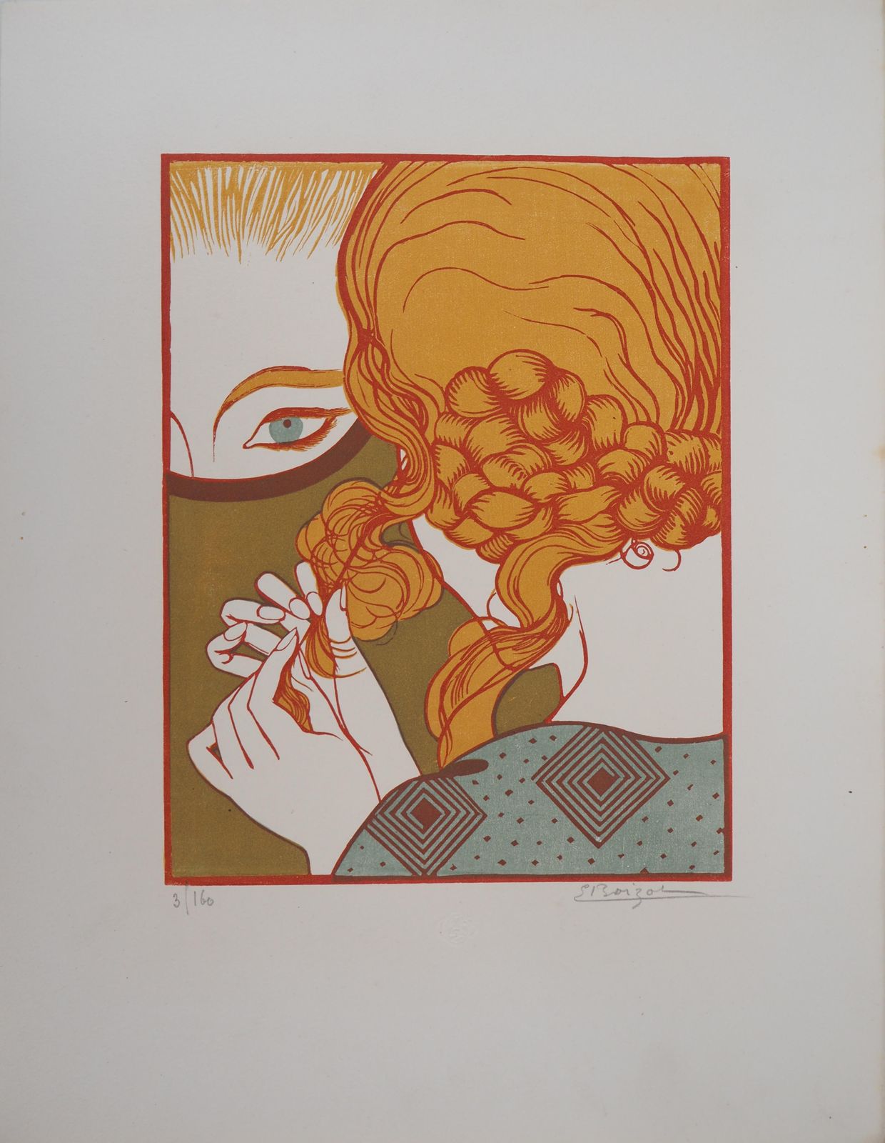 Emile Boizotart Deco : The Mirror   Original Wooodcut, Handsigned And Numbered1927 photo for sale