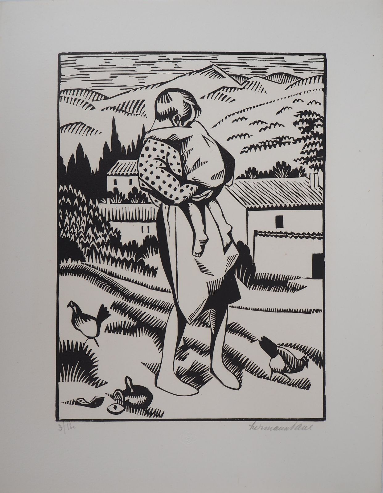 René Georges Hermann Paulmaternity: Hug After A Mistake   Original Wooodcut, Handsigned & Numbered1927 photo furniture
