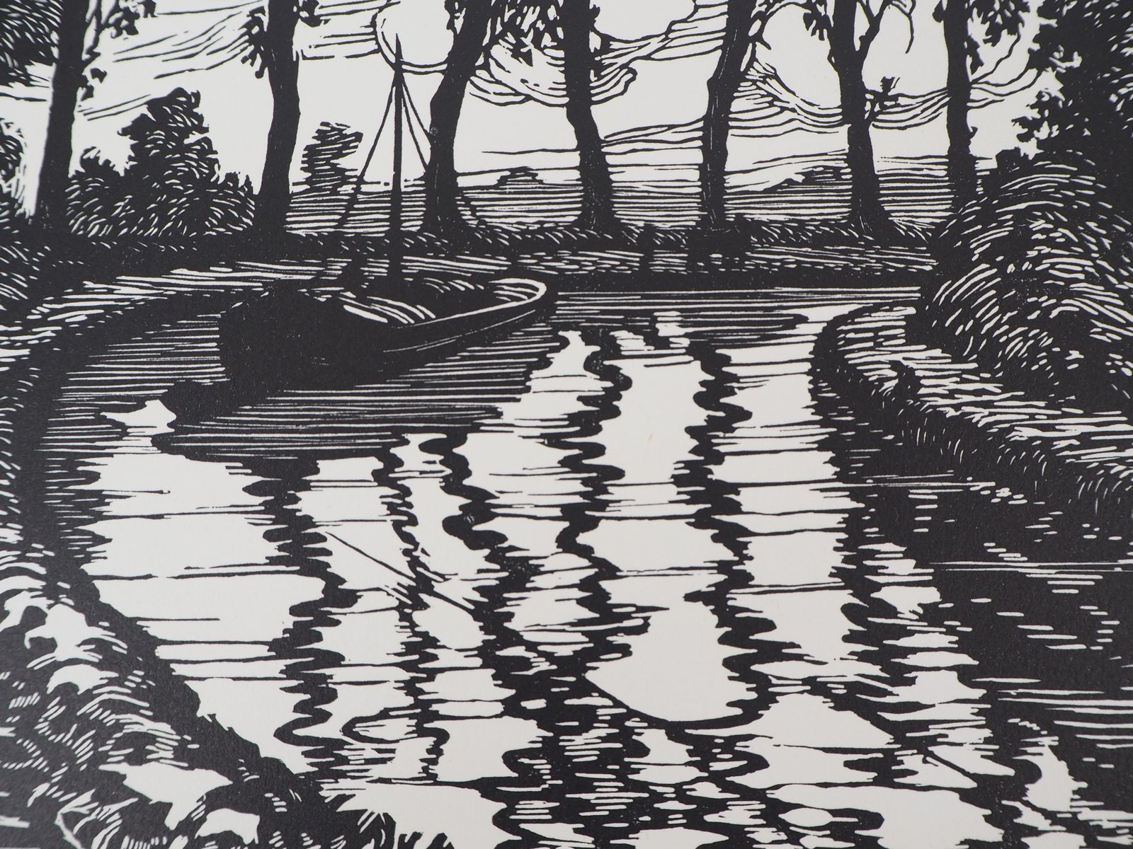 Maurice Rolletpeaceful Cruise On The Canal   Original Wooodcut, Handsigned & Numbered1927 photo furniture