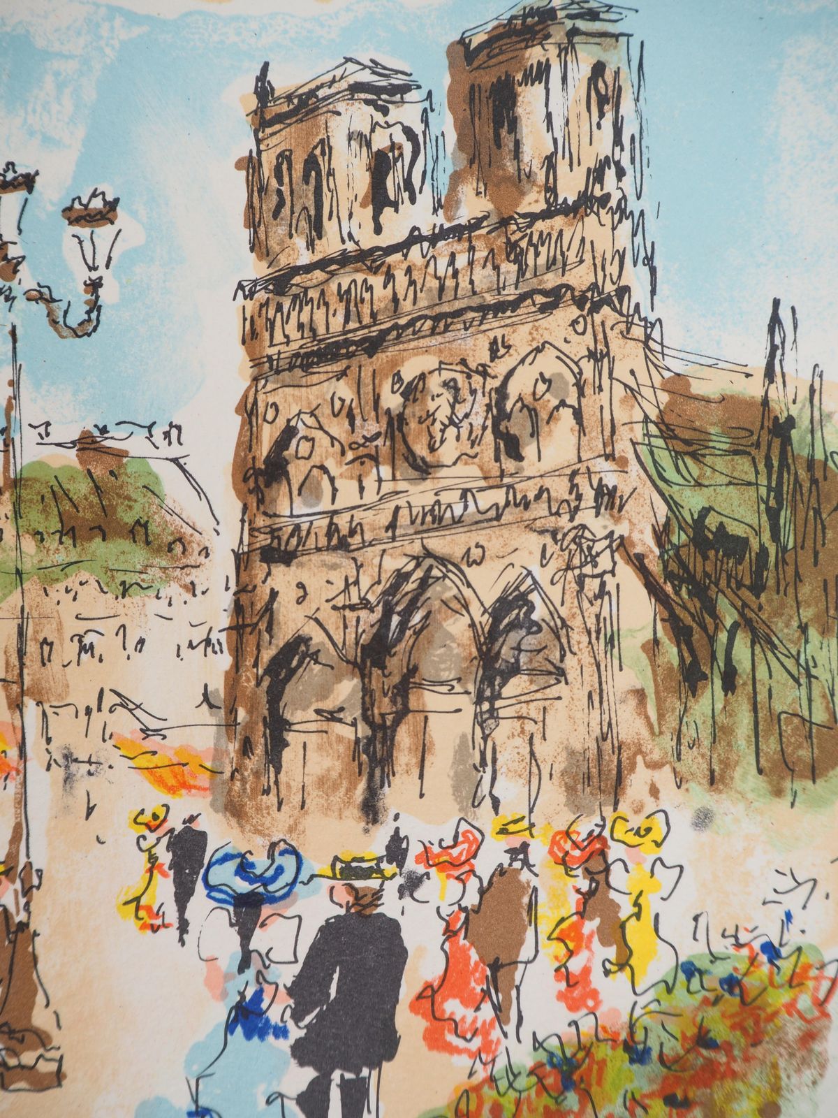 Urbain Huchetparis : Notre Dame During Summer   Original Lithograph Handsigned And Numbered1980 photo furniture