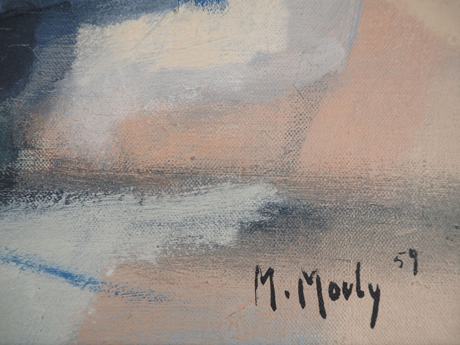 Marcel Moulyitaly : Mediteranean Seascape   Original Oil On Canvas, Signed1959 photo furniture