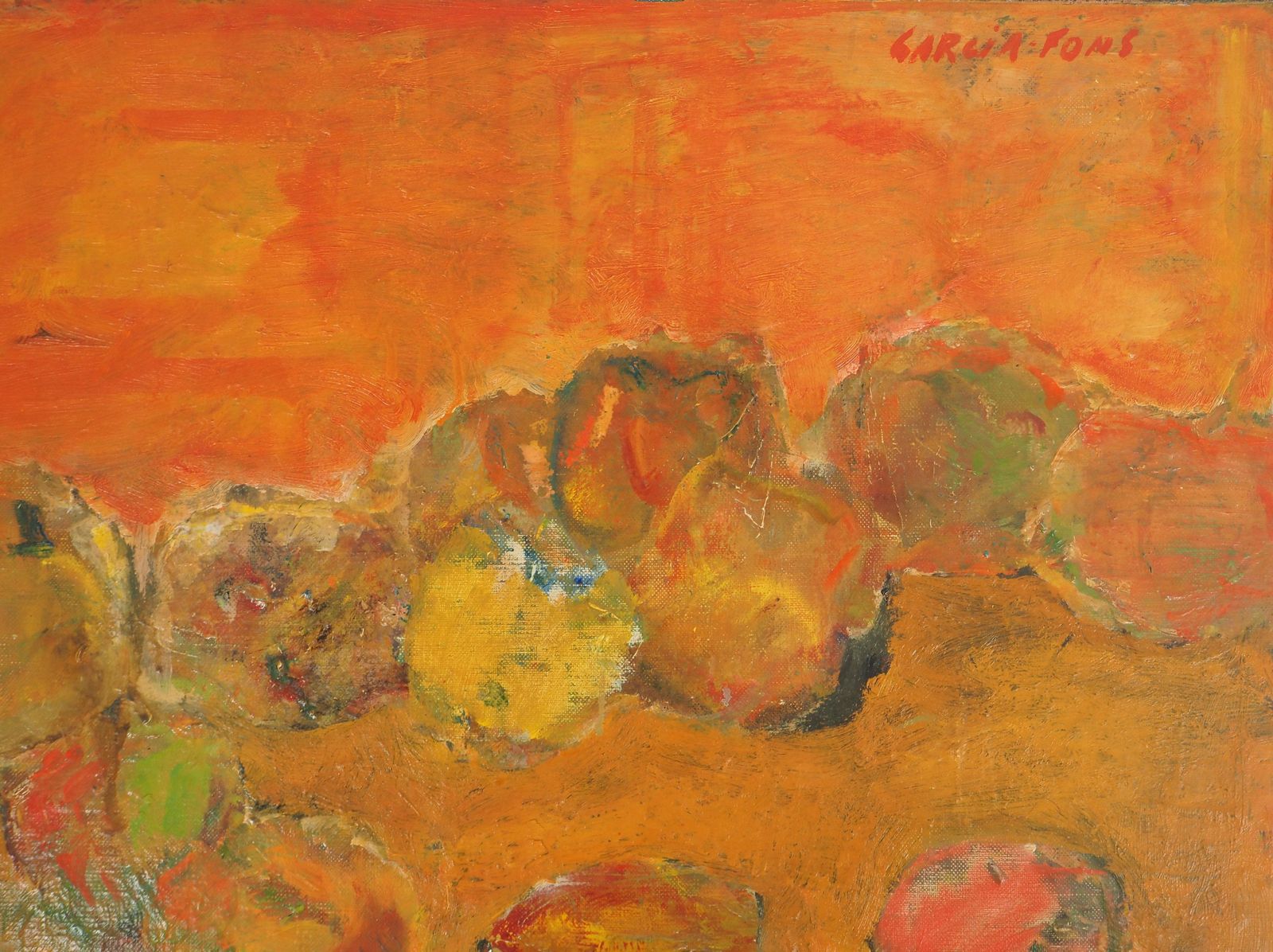 Pierre Garcia Fonstribute To Cezanne : 14 Apples   Original Oil On Canvas, Signed1964 photo for sale