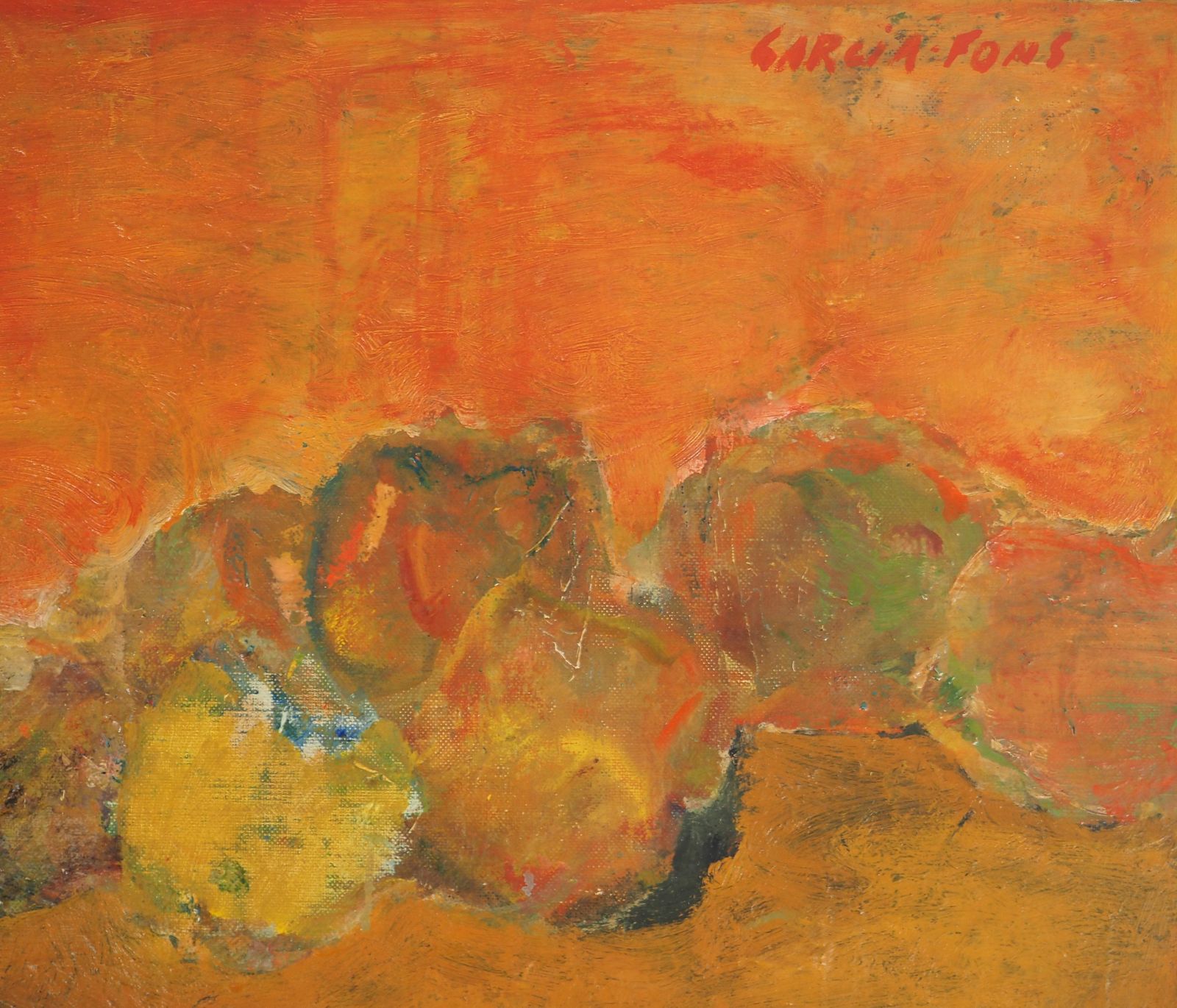 photo furniture Pierre Garcia Fonstribute To Cezanne : 14 Apples   Original Oil On Canvas, Signed1964