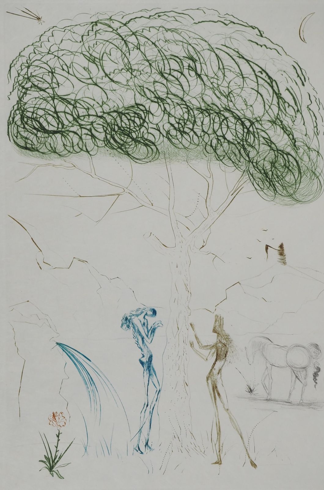 Salvador Dalí­Under The Parasol Pine   Original Etching Handsigned (Field #70 10 I)1970 photo for sale