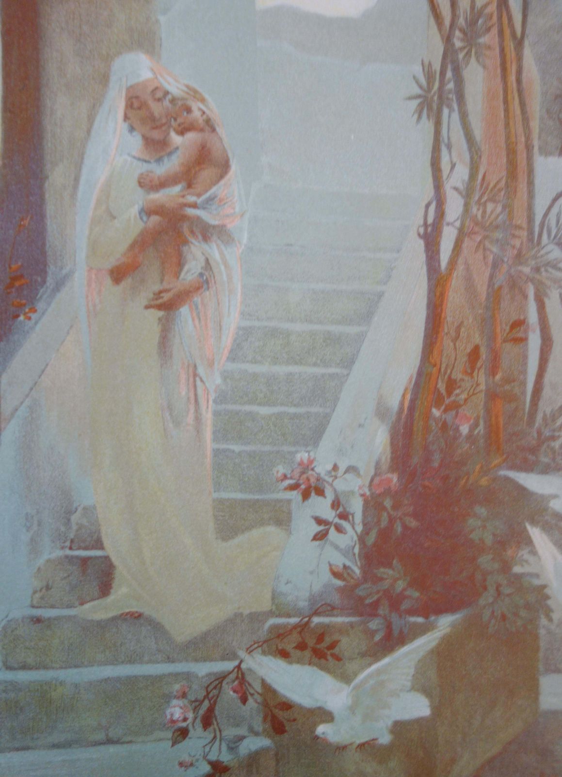 Guillaume Dubufepeace : Maternity With A Dove   Original Lithograph 18991899 photo Art