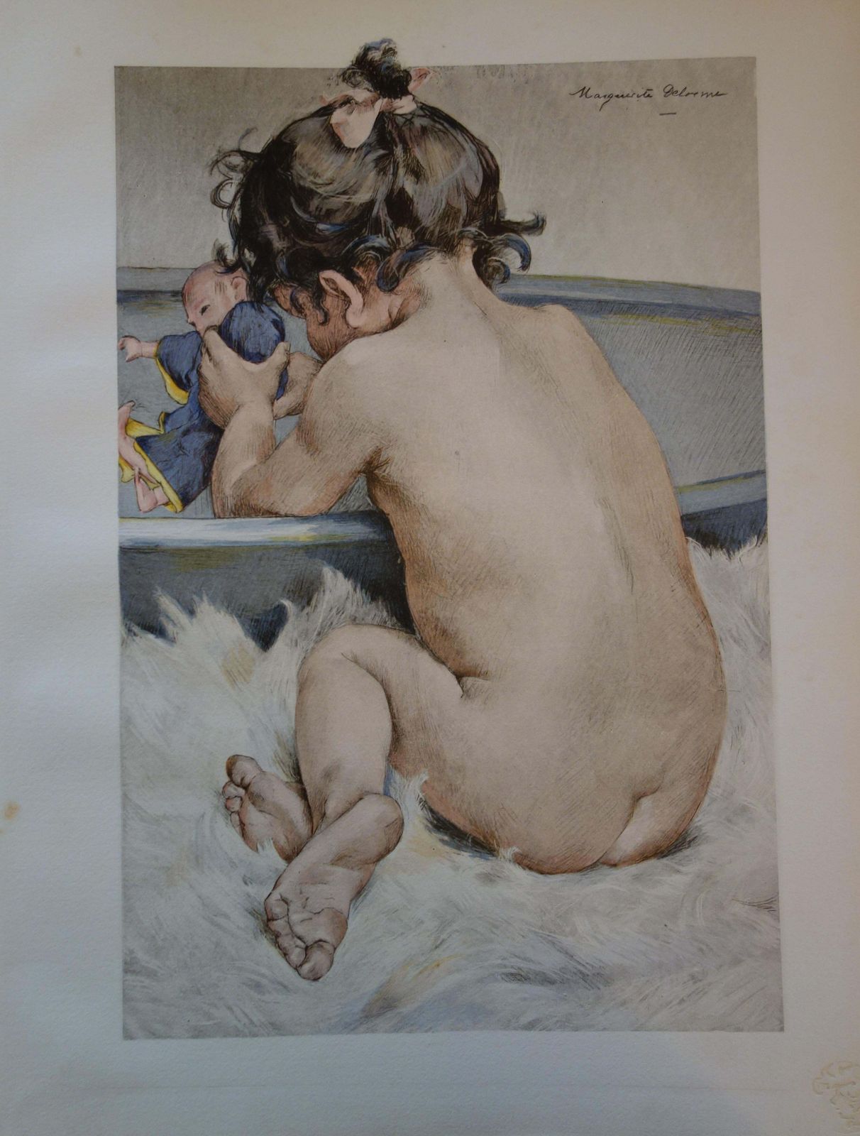 Marguerite Delormeyoung Girl Playing With A Doll   Original Lithograph 18991899