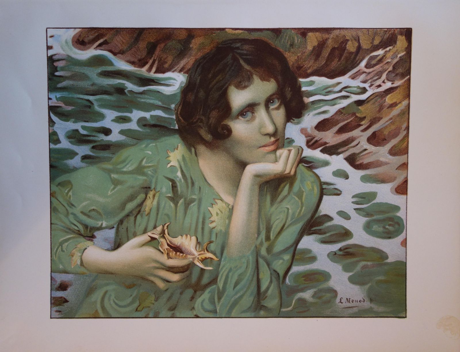 Lucien Hector Monodsymbolism : Spirit Of The Water   Original Lithograph 18991899 photo furniture