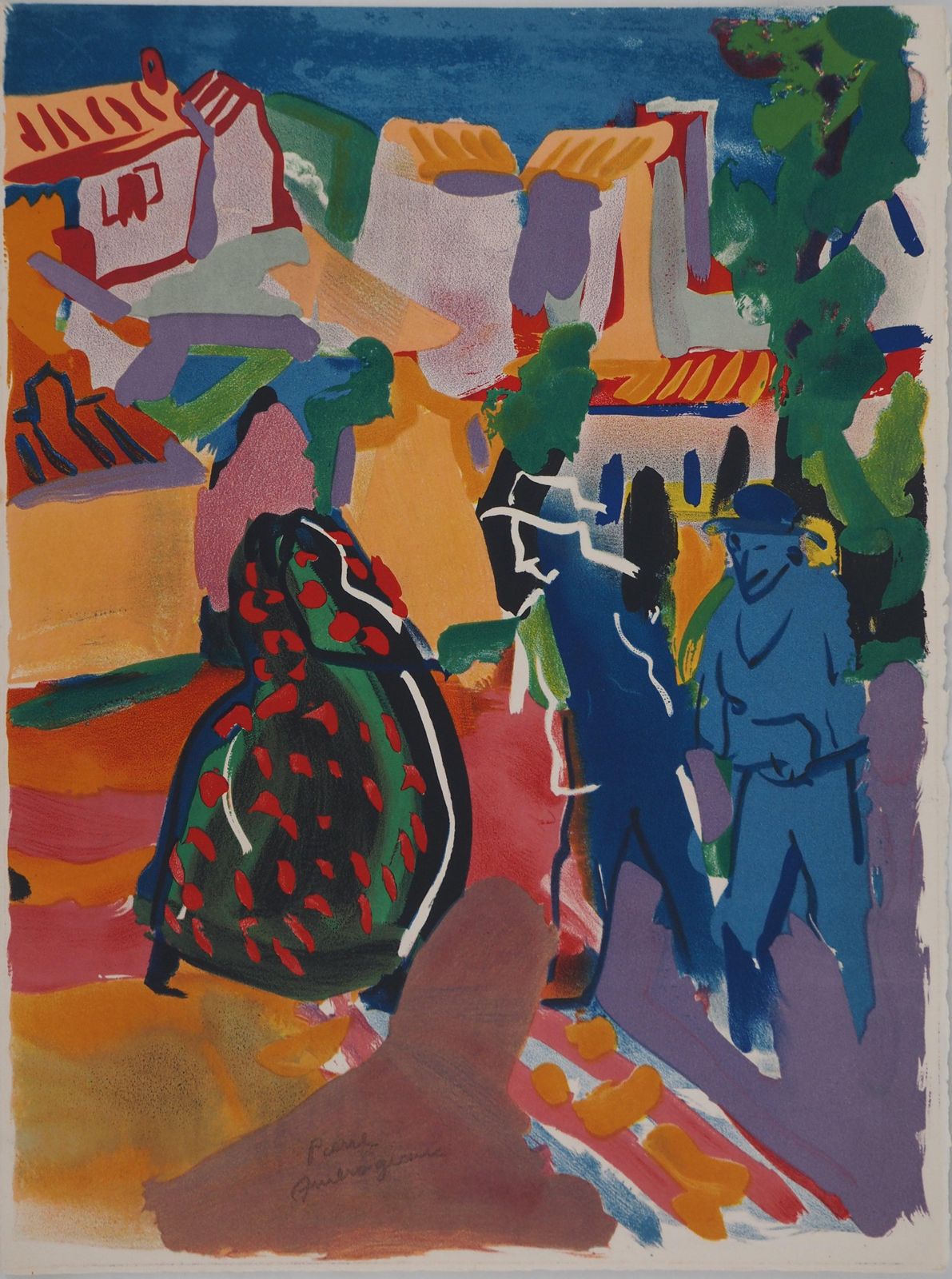 Pierre Ambrogianiprovence : Meeting In The Neighborhood   Original Lithograph