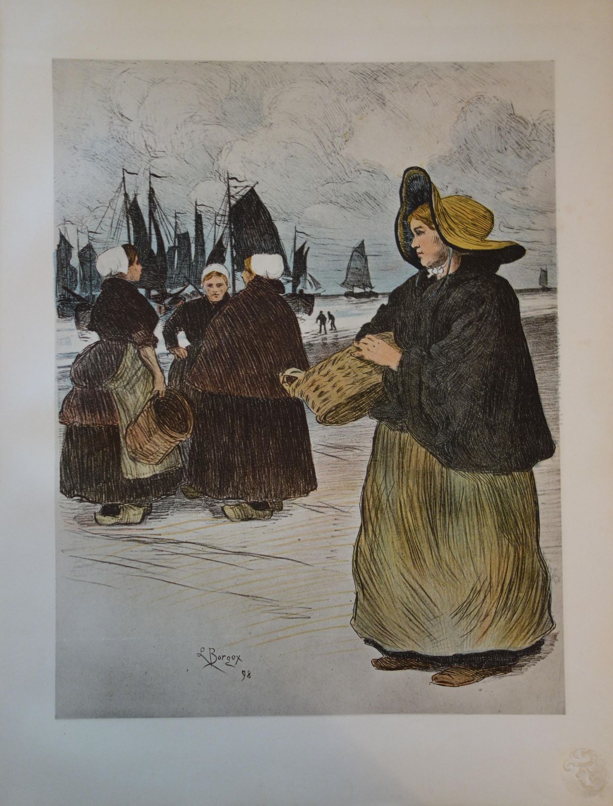 Louis Borgexbrittany : Women In The Harbour   Original Lithograph, 18981897/98 photo furniture