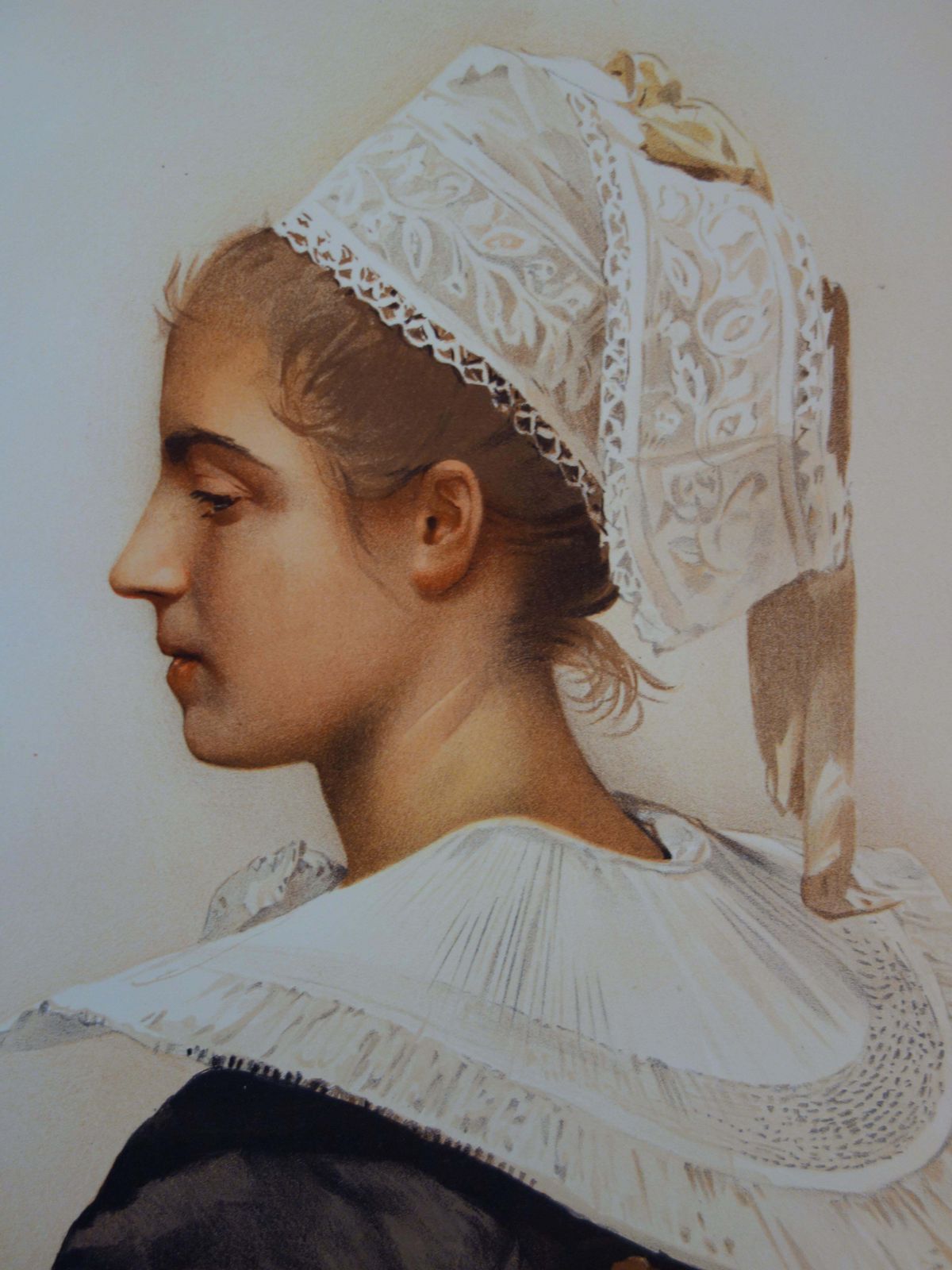 Maximilienne Guyonwoman With A Lace Headdress   Original Lithograph, 18981898 photo vinterior