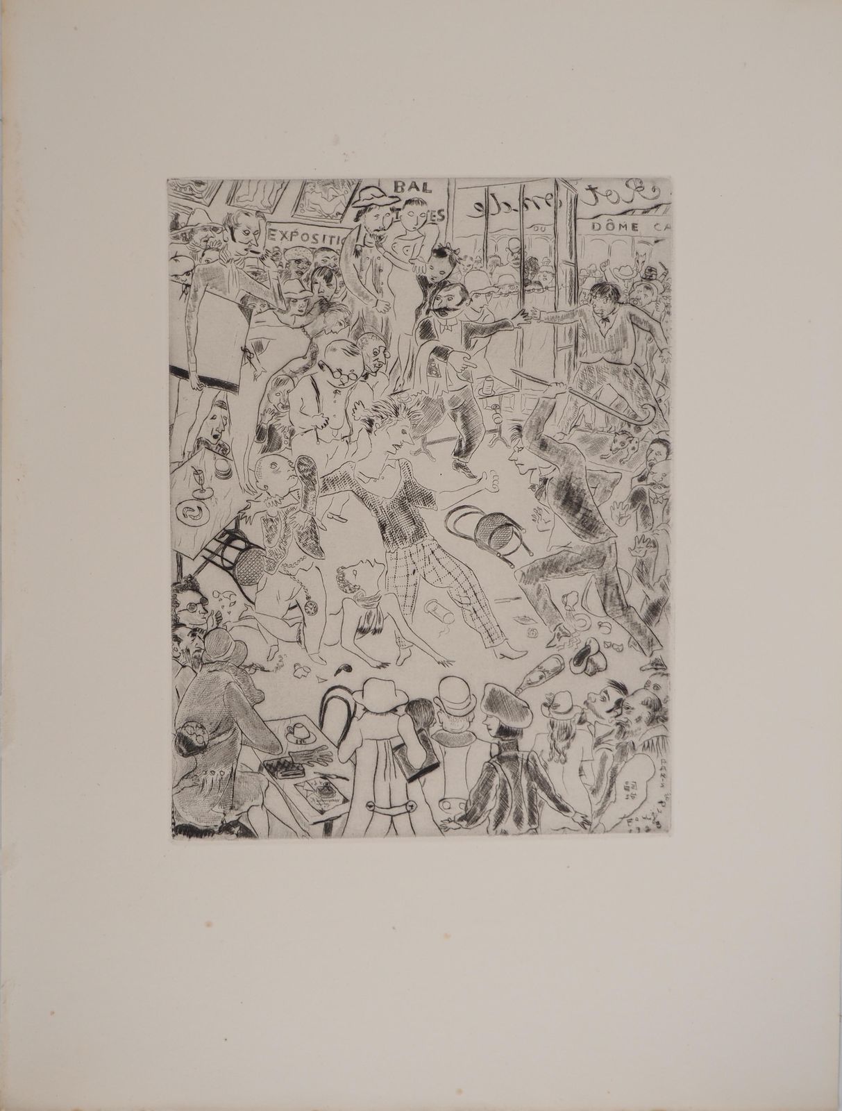 Léonard Tsuguharu Foujitaparis : The Café   Original Etching (Buisson #25 68)1927 photo furniture