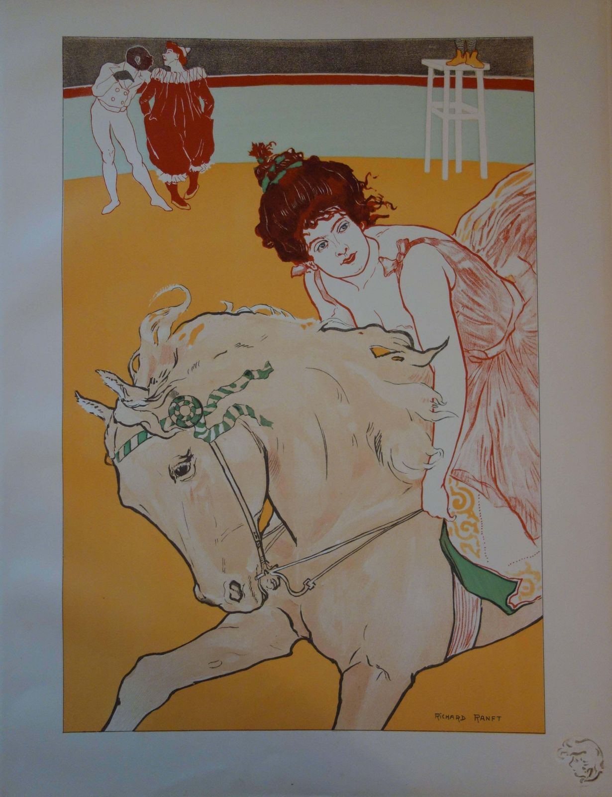 Richard Ranftart Nouveau : Circus : Horsewoman   Original Lithograph 18981897/98
