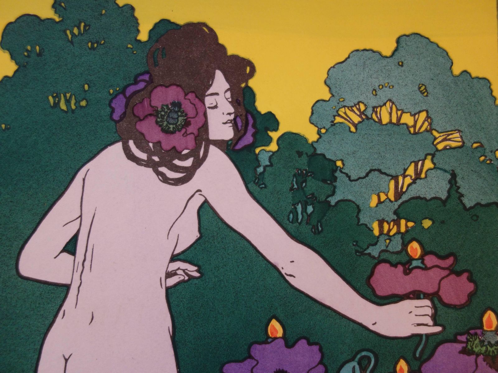 Hans Christiansen (B.1866)woman In The Poppies   Original Lithograph, 18981898 photo Art