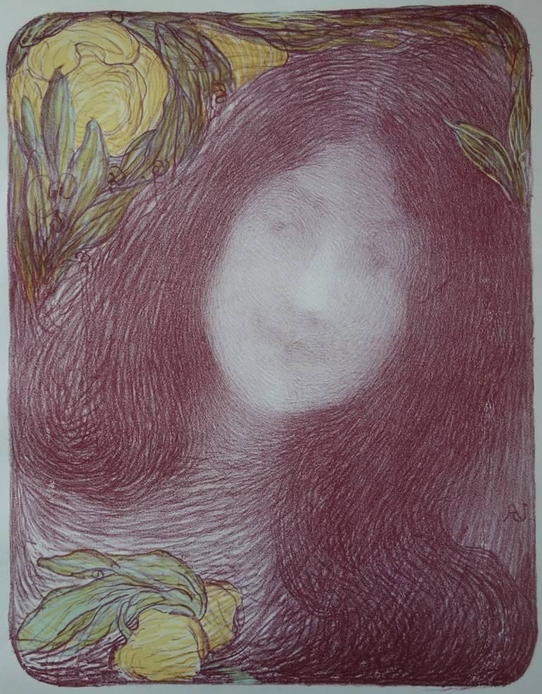 Edmond Aman Jeanart Deco : Woman With Flowers   Original Lithograph, 18971898 photo for sale