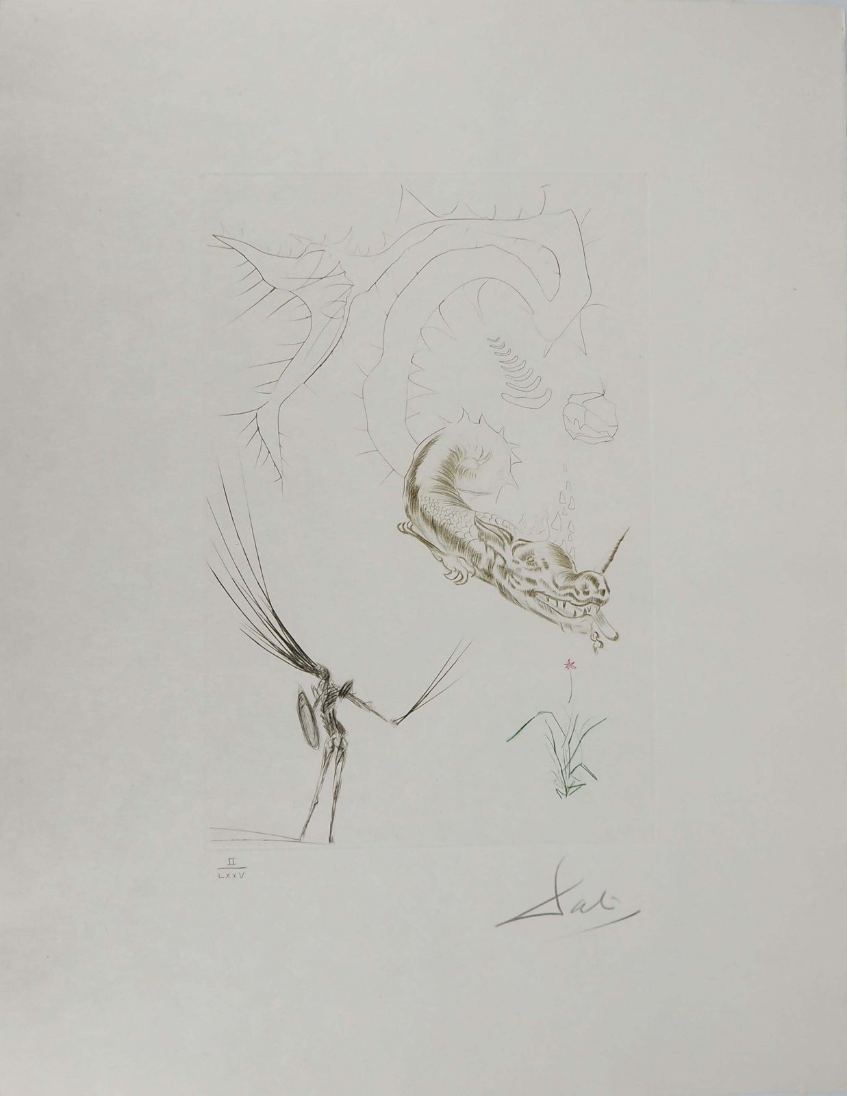Salvador Dalí­Tristan And The Dragon   Original Etching Handsigned (Field #70 10 E)1970