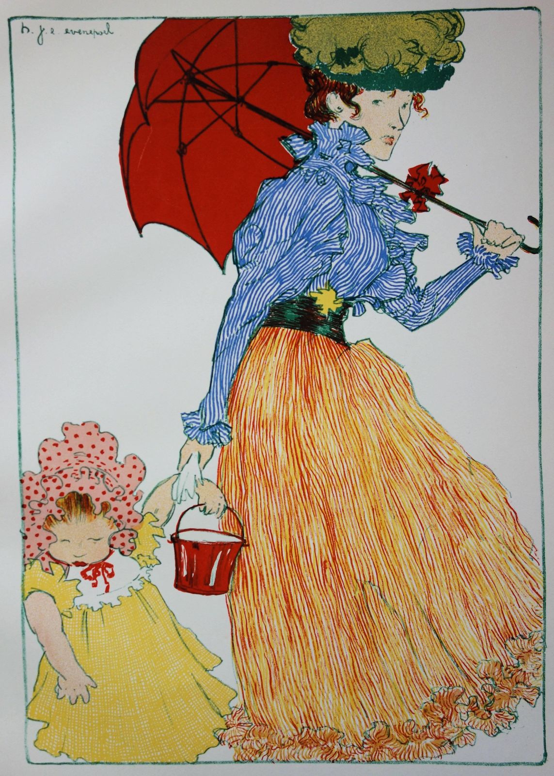 Henri Evenepoelgoing To The Park   Original Lithograph, 18971897 photo for sale