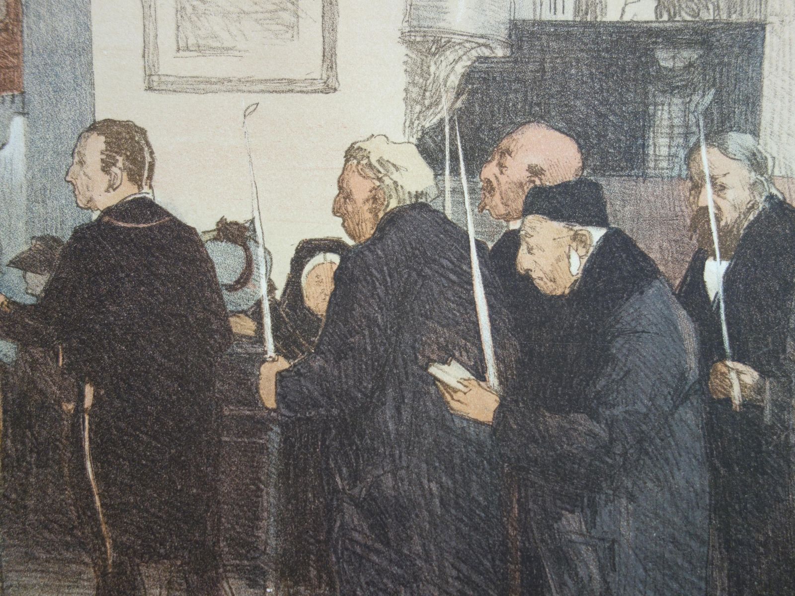 Lucien Simonat The Church : Prayers With Candle Stick   Original Lithograph, 18971897 photo 172.0