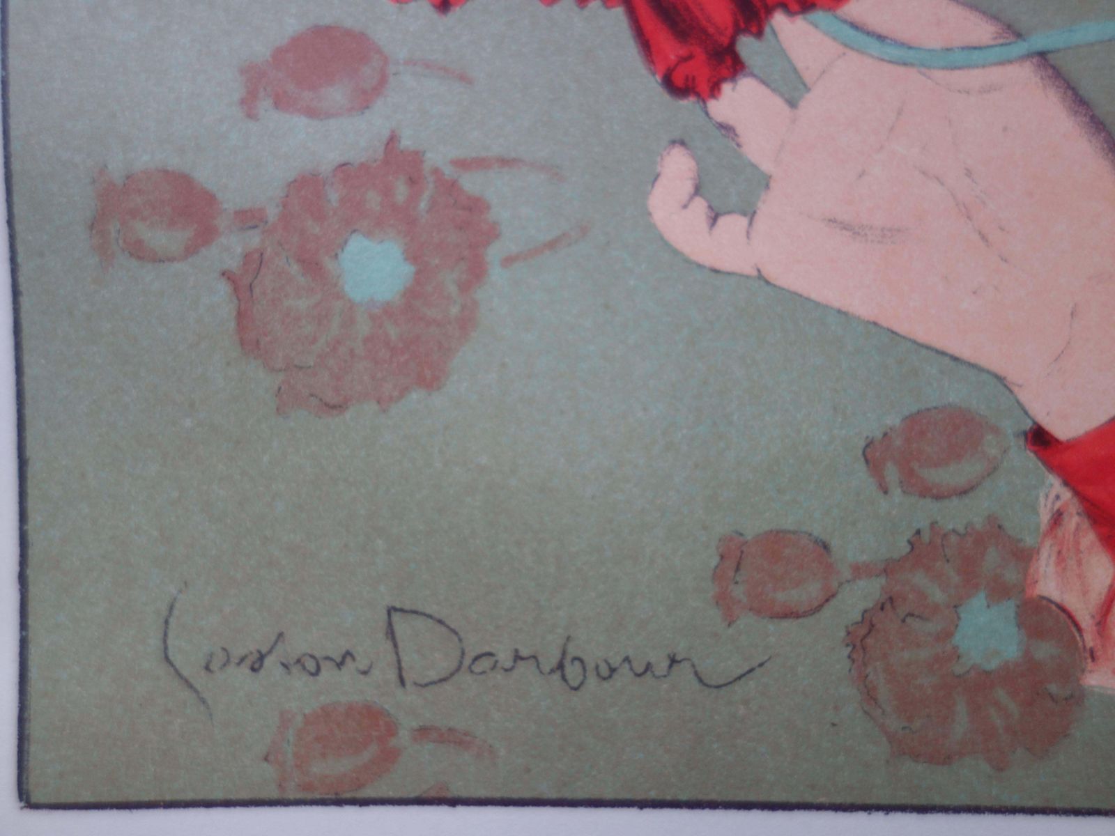 Gaston Darbouryoung Girl With Poppies   Original Lithograph (1897 1898)1897 photo furniture