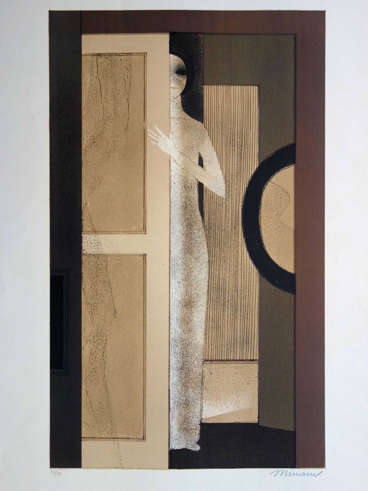 Andre Minauxyoung Girl In Dressing Room   Original Handsigned Lithograph   140ex photo furniture