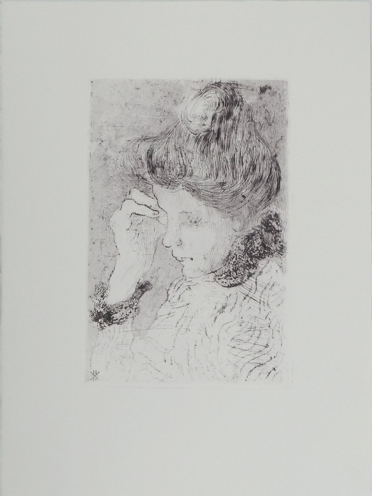 Louis Valtatthoughtful Woman   Etching From Louvre Museum